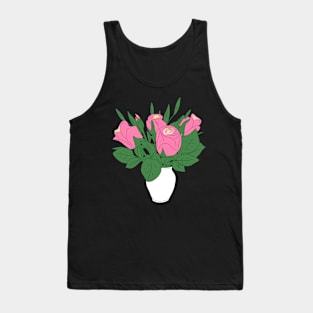 Roses Drawing Blossom Rose Bouquet Floral Pattern Tank Top